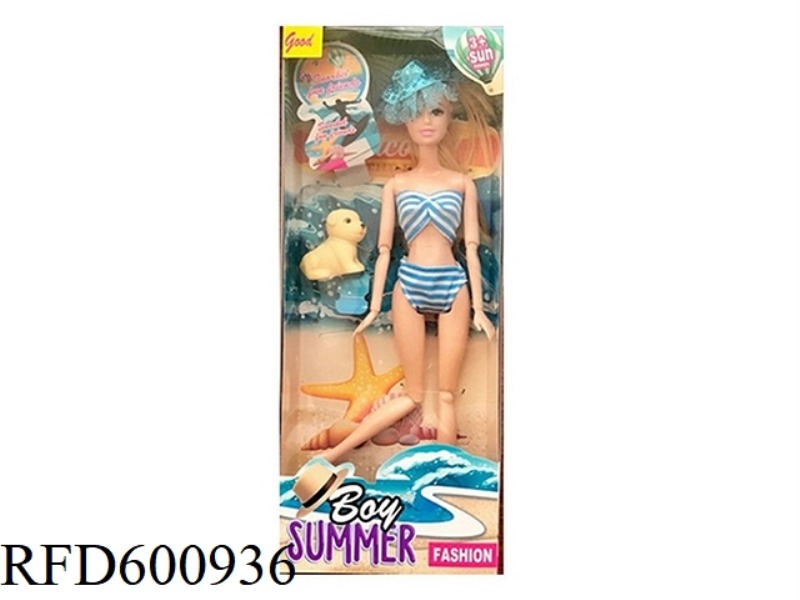 11.5 INCH FULL-SIZE 11-JOINT SWIMSUIT BARBIE WITH PUPPY