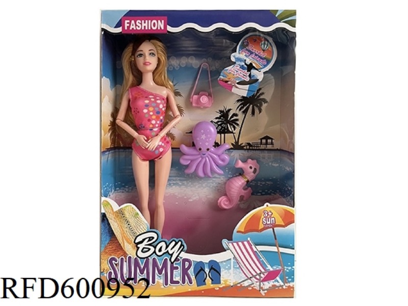 HIGH-QUALITY THICK-LEGGED 11.5-INCH REAL 9-JOINT SWIMSUIT BARBIE WITH CAMERA+OCTOPUS+HIPPOCAMPUS