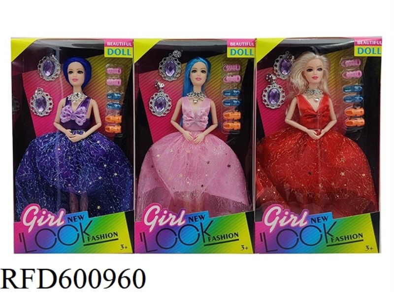 11.5 INCH REAL 9-JOINT WEDDING DRESS BARBIE WITH EARRINGS+SHOES BLISTER SUIT (3 MIXED)