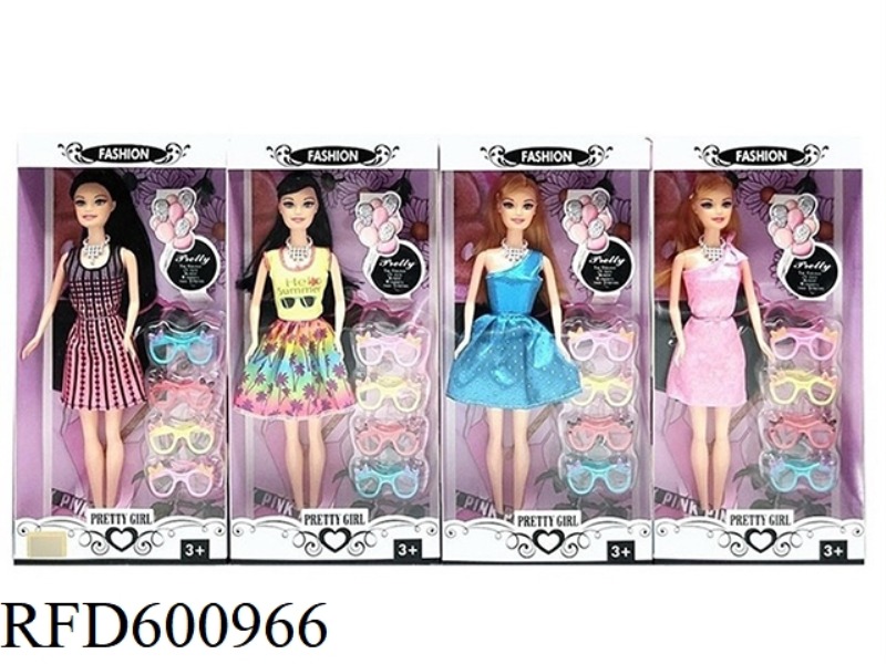 11.5-INCH SIX-JOINT FASHION BARBIE PLASTIC SUIT WITH GLASSES (4 MIXED)