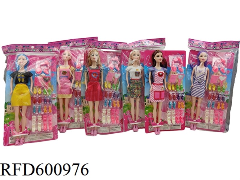 11.5-INCH REAL 6-JOINT FASHION BARBIE PLASTIC SUIT WITH SHOES (6 MIXED)