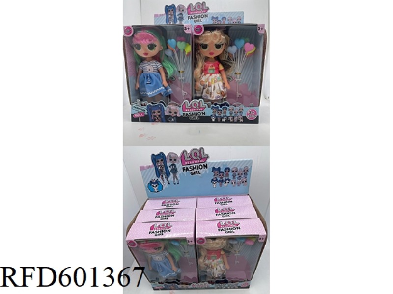 9 INCH MUSIC EMPTY SURPRISE DOLL+BALLOON 6PCS