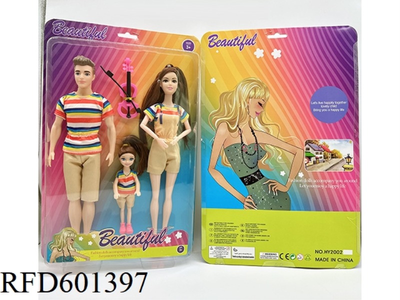 11 INCH REAL FAMILY OF THREE FASHION BARBIE PLUS ACCESSORIES SERIES