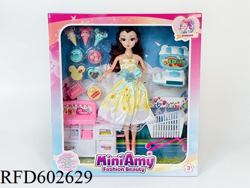 AMIEL DOLL AND ICE CREAM CHECKOUT SET