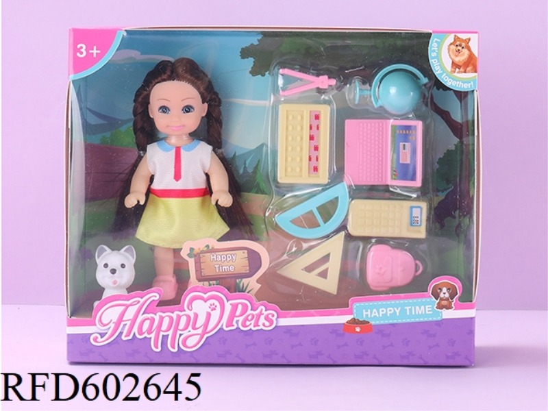 4.5 inch doll with school equipment