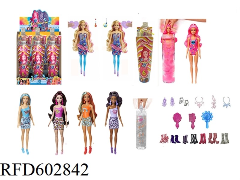 PLAY HOUSE SERIES 11.5 INCH REAL BODY COLOR-CHANGING BUBBLE BARBIE 6PCS