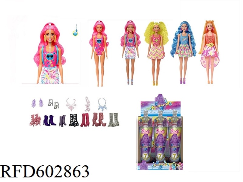 SUMMER BEACH SERIES 11.5-INCH REAL BODY COLOR-CHANGING BUBBLE BARBIE 6PCS