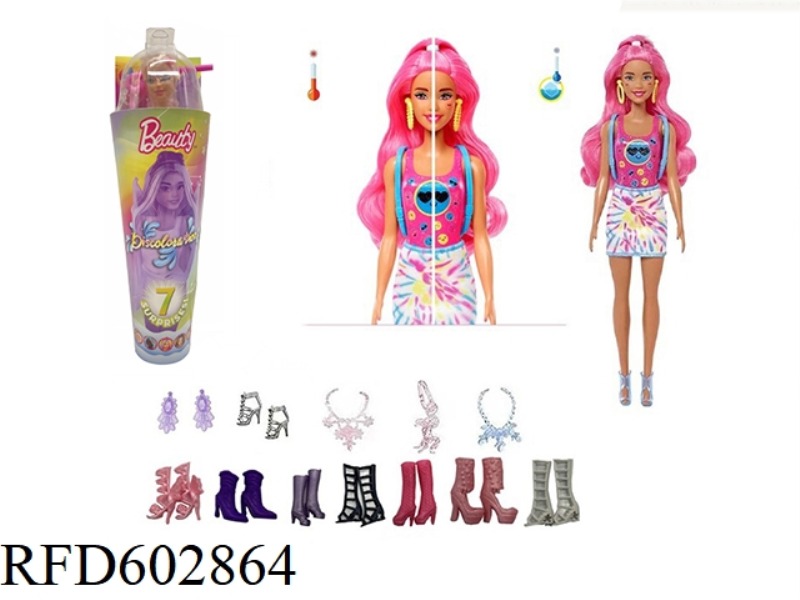 SUMMER BEACH SERIES 11.5-INCH REAL BODY COLOR-CHANGING BUBBLE BARBIE