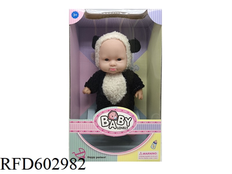 PANDA 8 INCH FULL VINYL 3D REAL EYE PLUSH ANIMAL COSTUME EXPRESSION DOLL