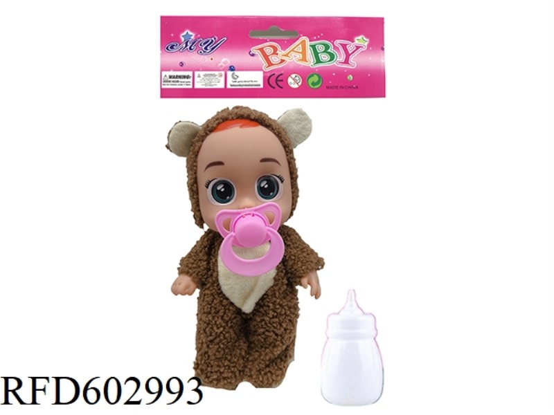 TEDDY BEAR 9 INCH FULL VINYL 4D GLASS EYES PLUSH ANIMAL CLOTHING CRYING DOLL
