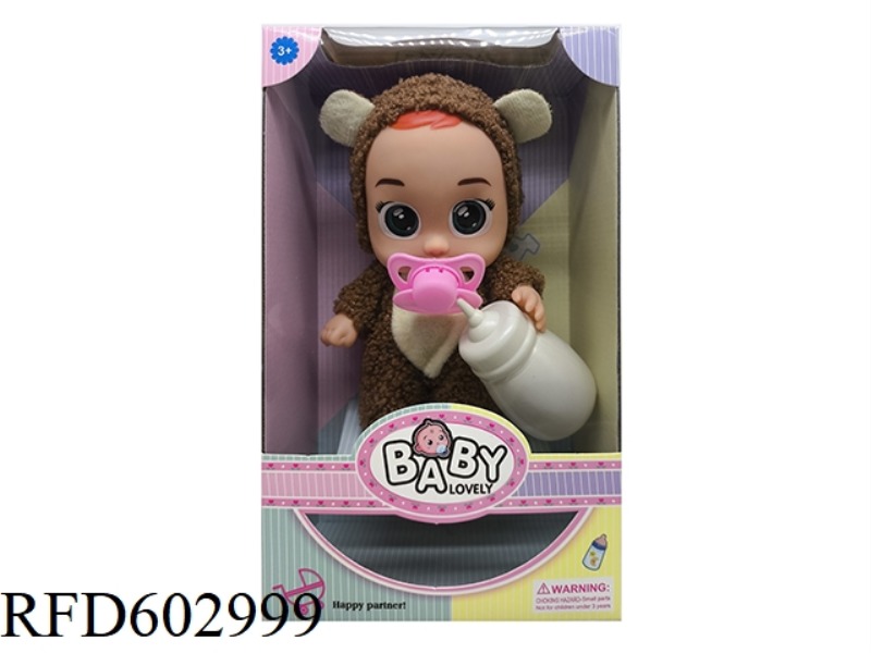 TEDDY BEAR 9 INCH FULL VINYL 4D GLASS EYES PLUSH ANIMAL CLOTHING CRYING DOLL