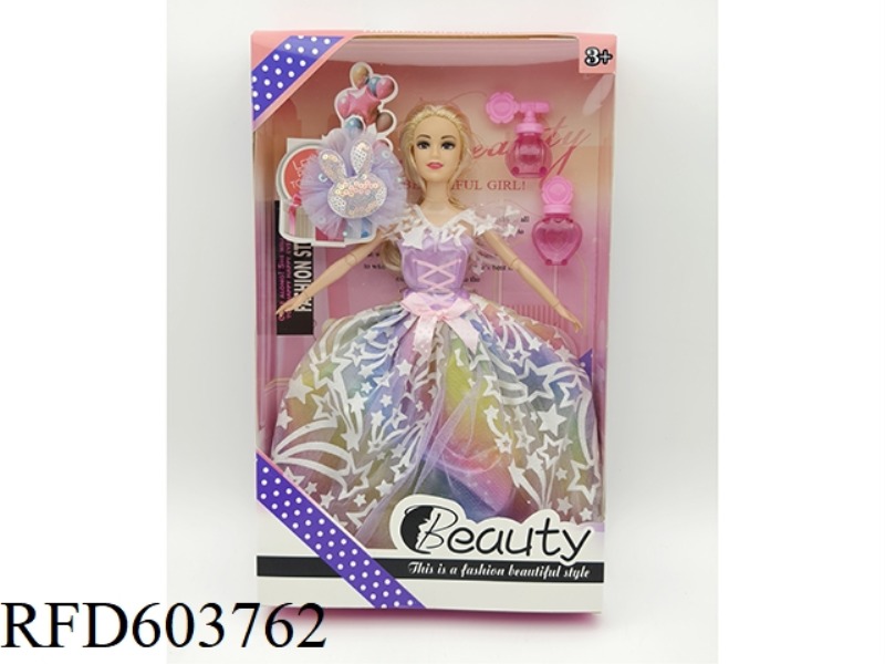 11-INCH REAL 9-JOINT DRESS BARBIE+HAIRPIN+PERFUME SET