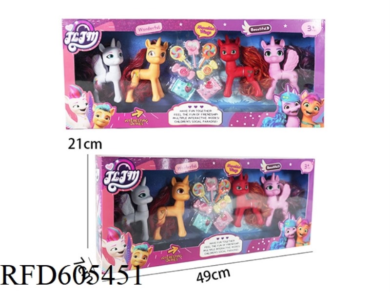 188 FAIRY CUTE HORSE SMALL 4 PACK (MIXED PACK) + BLISTER STICK, SUGAR