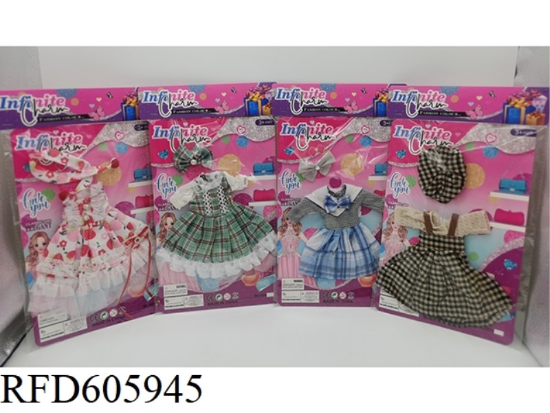 12 INCH YE LUOLI 30CM DOLL CLOTHES FOUR MIXED.