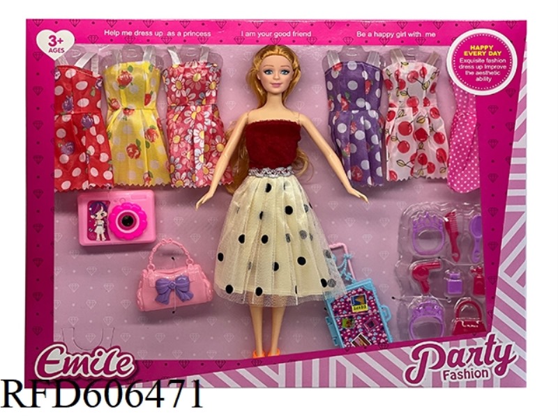 11.5 INCH DOLL FASHION SKIRT 6 SETS OF CLOTHES+ACCESSORIES