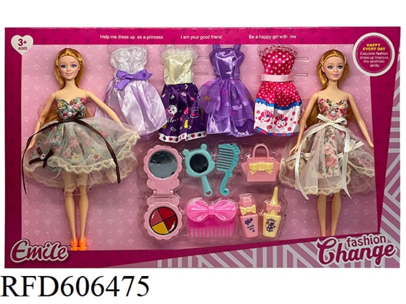11.5 INCH DOLL FASHION DRESS 2 PEOPLE 4 SETS OF CLOTHES+ACCESSORIES