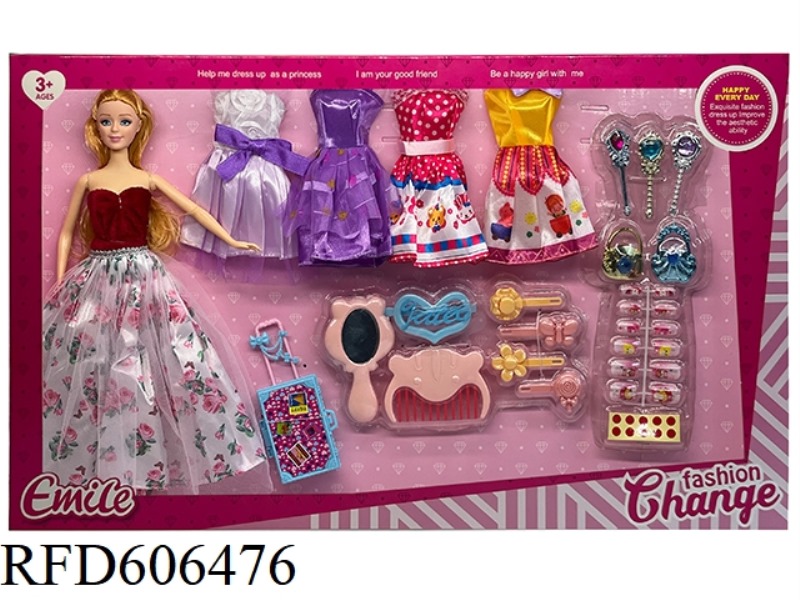 11.5 INCH DOLL FASHION DRESS 4 SETS OF CLOTHES+ACCESSORIES