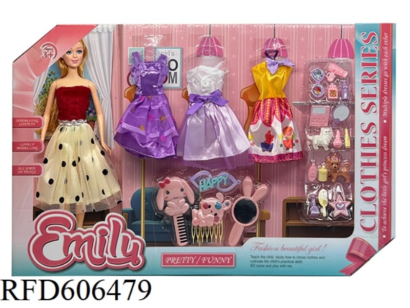 11.5 INCH DOLL FASHION SKIRT 3 SETS OF CLOTHES+ACCESSORIES