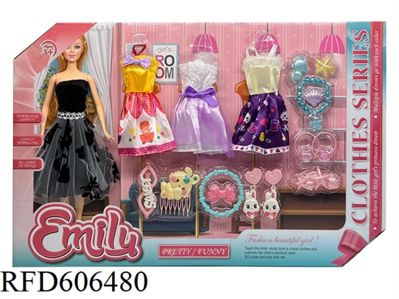 11.5 INCH DOLL FASHION SKIRT 3 SETS OF CLOTHES+ACCESSORIES