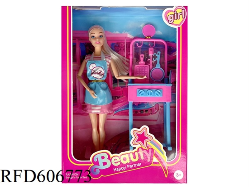 11.5 INCH 9-JOINT BARBIE SUIT WITH COSTUME KITCHEN THEME