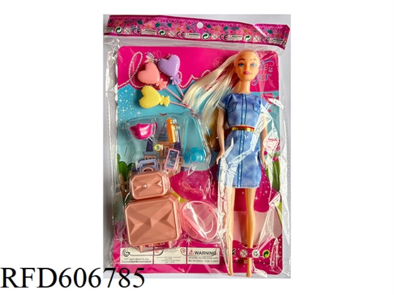 11.5 INCH BARBIE DOLL WITH BALLOON TRAVEL BAG SET