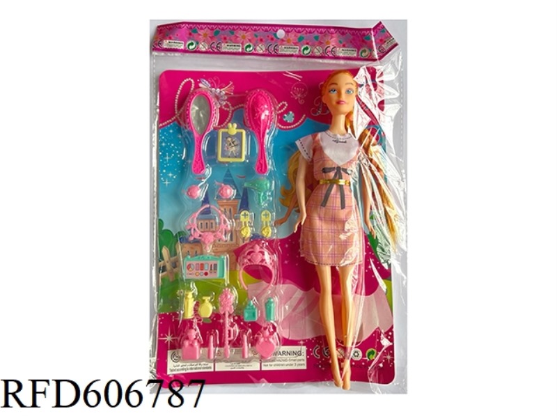 11.5 INCH BARBIE DOLL WITH COMB MIRROR JEWELRY SET