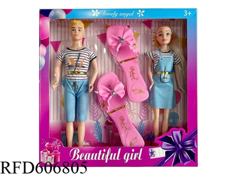 11.5 INCH 9 JOINT BARBIE DOLL SUIT FOR MEN AND WOMEN WITH HIGH HEELS WITH FLASHING LIGHTS.