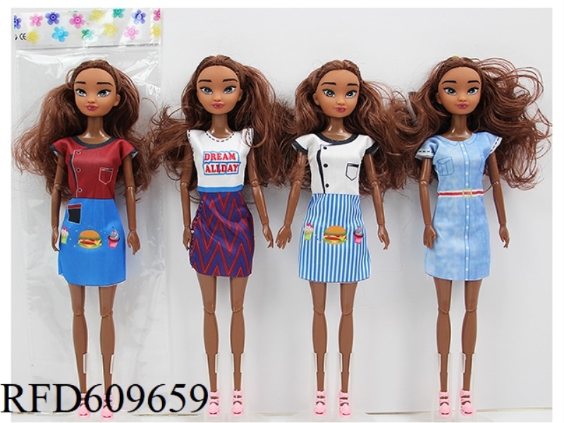 11.5 INCH 30CM 11 JOINT COLOR PRINTING TRUE EYE BLACK BARBIE DOLL