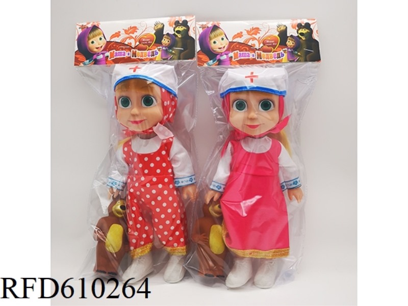 10 INCH EMPTY MARTHA DOLL WITH MUSIC IC+ BEAR+DOCTOR HAT