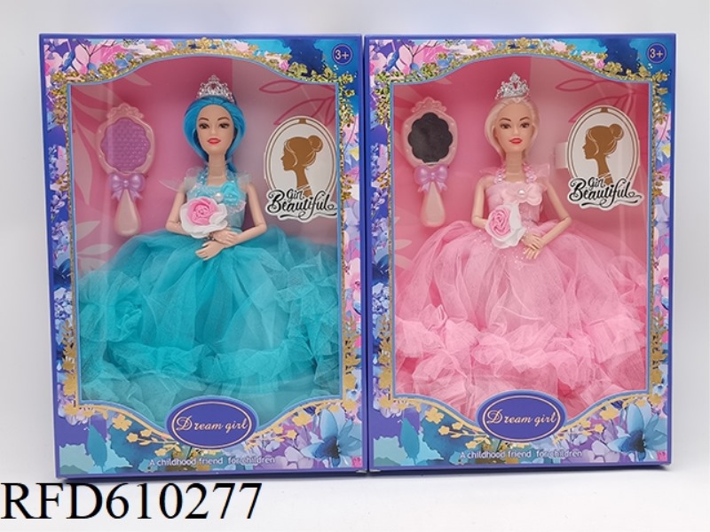 11.5 INCH 9-JOINT FASHION DRESS BARBIE WITH COMB MIRROR+FLOWER+CROWN