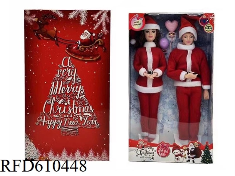 HIGH-END 11.5-INCH REAL 9-JOINT CHRISTMAS SET BARBIE AND 11.5-INCH 12-JOINT REAL MAN 2 BOXES WITH BA