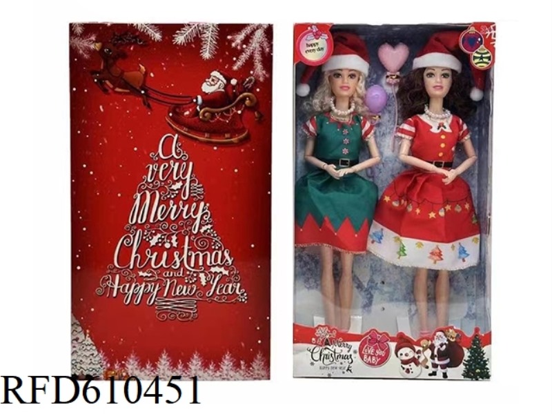 HIGH-END 11.5-INCH REAL 9-JOINT CHRISTMAS SET BARBIE 2 WITH BALLOON ACCESSORIES