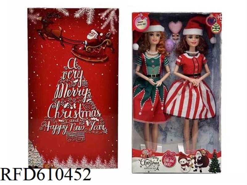 HIGH-END 11.5-INCH REAL 9-JOINT CHRISTMAS SET BARBIE 2 WITH BALLOON ACCESSORIES