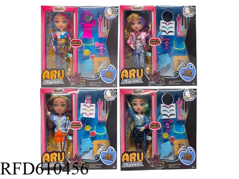 DISNEY DIY ART PAINTING SERIES JUSTPIAY10 INCH 12 JOINTS REAL BODY COLOR GRAFFITI ART SQUAD DOLL WIT