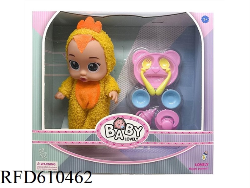 10 INCH VINYL BIRD PLUSH CRYING DOLL WITH TEARS FUNCTION WITH IC FOUR-TONE TABLEWARE PLASTIC ACCESSO