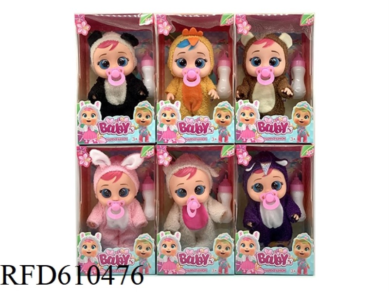 14-INCH VINYL 6 PLUSH CRYING DOLLS WITH TEARS FUNCTION WITH IC FOUR-TONE 6 MIXED.
