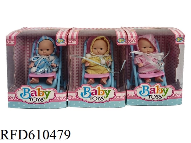 6 INCH VINYL EXPRESSION DOLL WITH SEAT SEDAN CHAIR ACCESSORIES 3 MIXED.