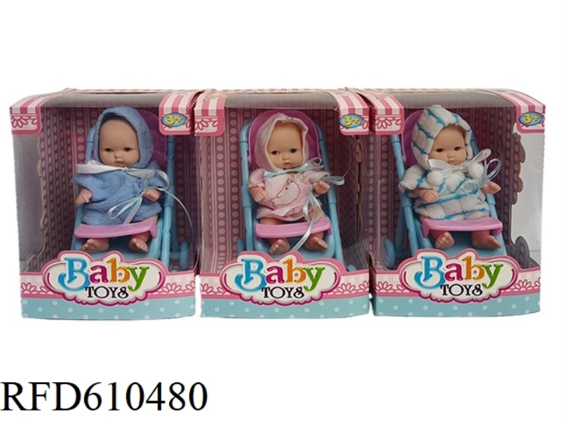 6 INCH VINYL EXPRESSION DOLL WITH SEAT SEDAN CHAIR ACCESSORIES 3 MIXED.