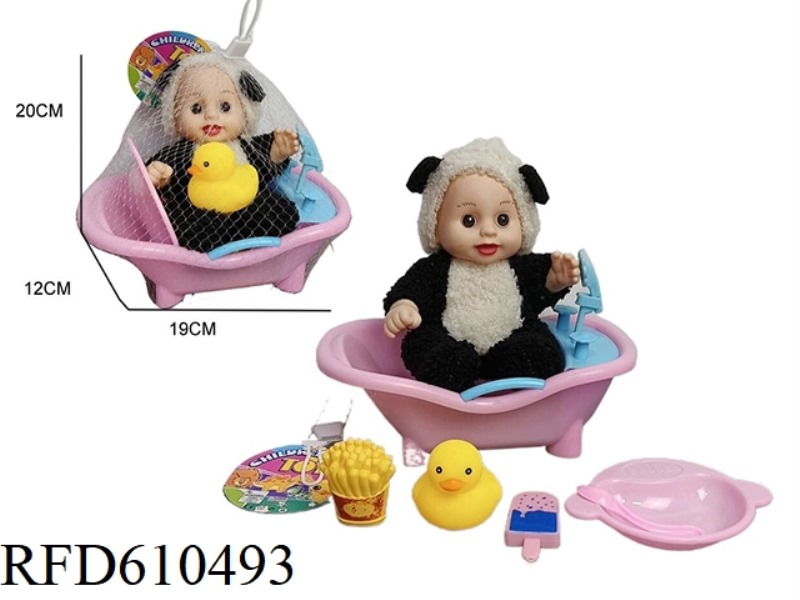 10-INCH VINYL PLUSH DRESS EXPRESSION DOLL WITH BATH BOTTLE FRENCH FRIES PLATE COKE ACCESSORIES