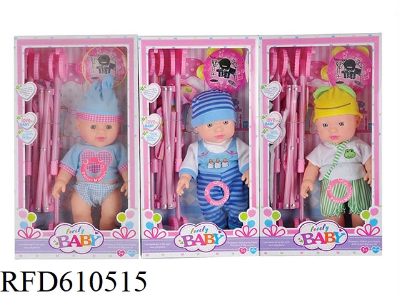 3 12-INCH VINYL EXPRESSION DOLLS WITH CART DRUMS