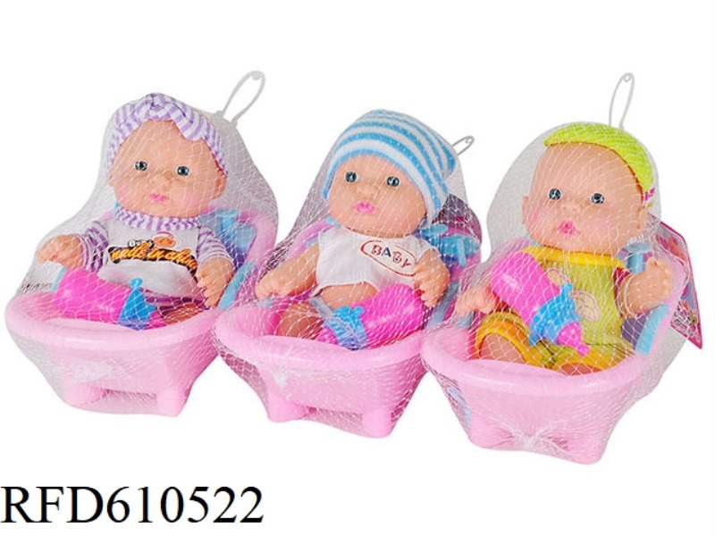 3 8-INCH VINYL EXPRESSION DOLLS WITH BATH BOTTLES
