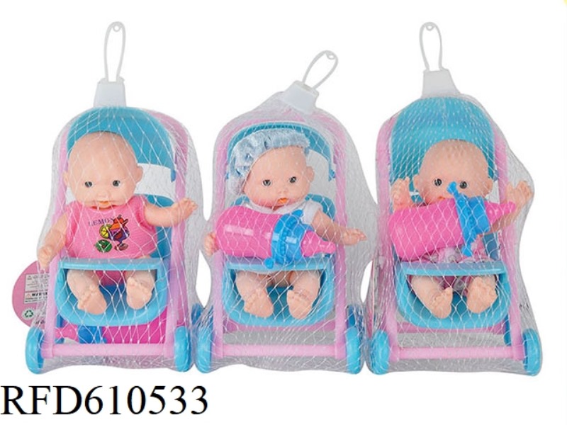 3 5.5-INCH VINYL EXPRESSION DOLLS WITH CART BOTTLES
