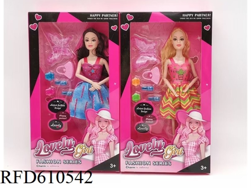 HIGH-END 11.5-INCH REAL 9-JOINT FASHION BARBIE HOODED COSMETIC PLASTIC ACCESSORIES.