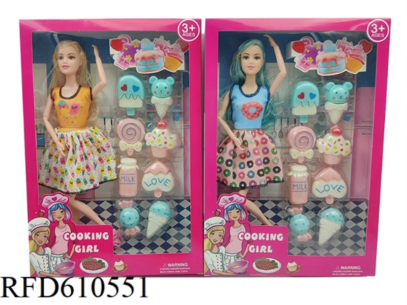 HIGH-END 11.5-INCH REAL 11-JOINT FASHION BARBIE WITH ICE CREAM ACCESSORIES BLISTER