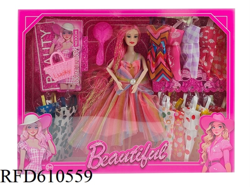 HIGH-END 11.5-INCH REAL 9-JOINT WEDDING BARBIE WITH COMB BAG HANGING SKIRT ACCESSORIES