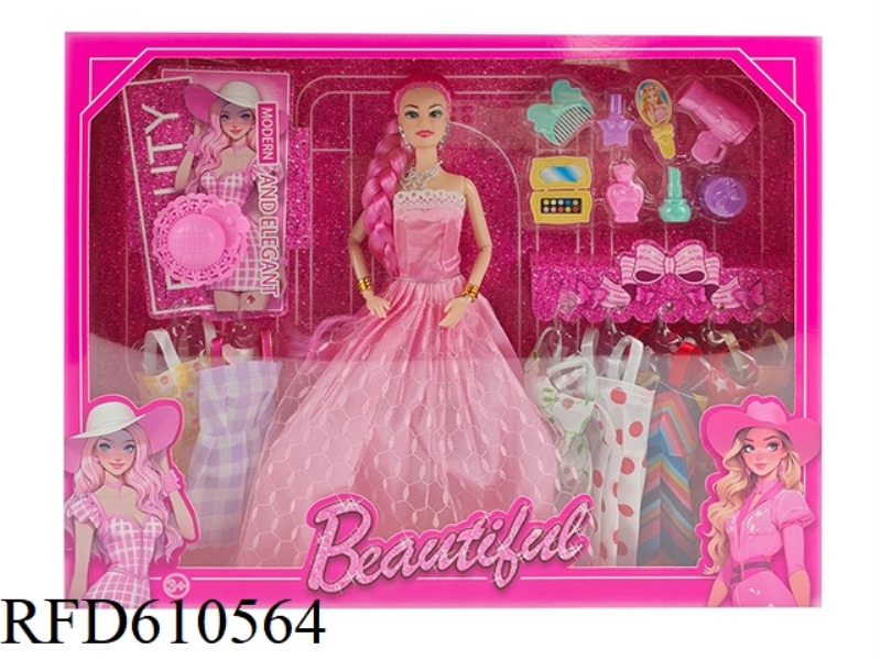 HIGH-END 11.5-INCH REAL 9-JOINT WEDDING BARBIE WITH COSMETIC PLASTIC ACCESSORIES HAT ACCESSORIES