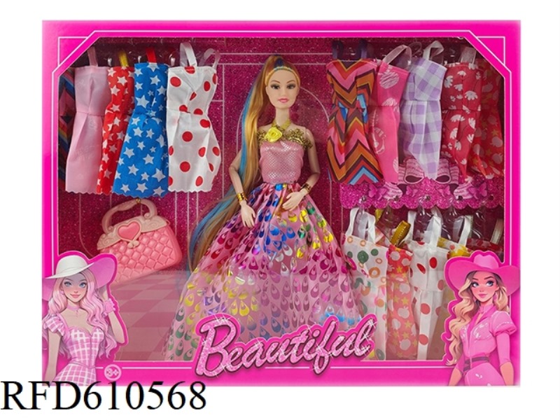 HIGH-END 11.5-INCH REAL 9-JOINT WEDDING DRESS BARBIE WITH BIG BAG ACCESSORIES HANGING SKIRT ACCESSOR