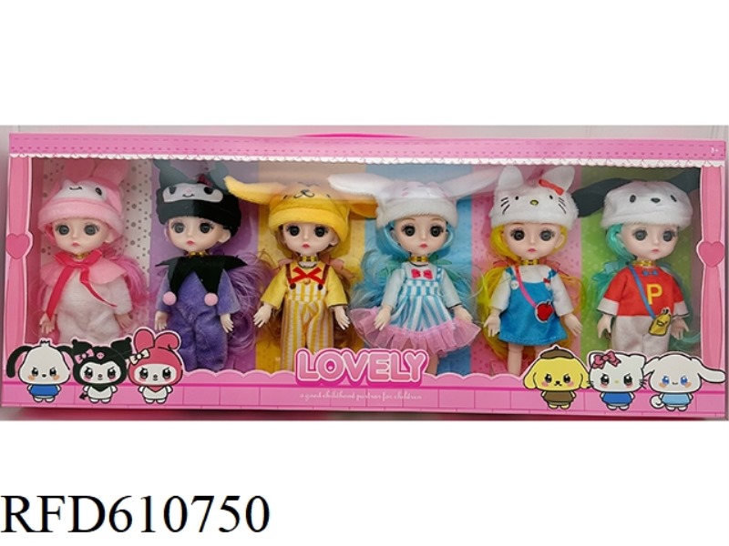 6-INCH 13-JOINT EYEBALL KUROMI DOLL SET