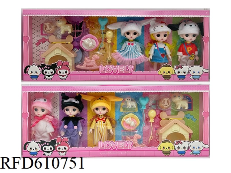6-INCH 13-JOINT EYEBALL HEAD KUROMI DOLL SET+ACCESSORIES