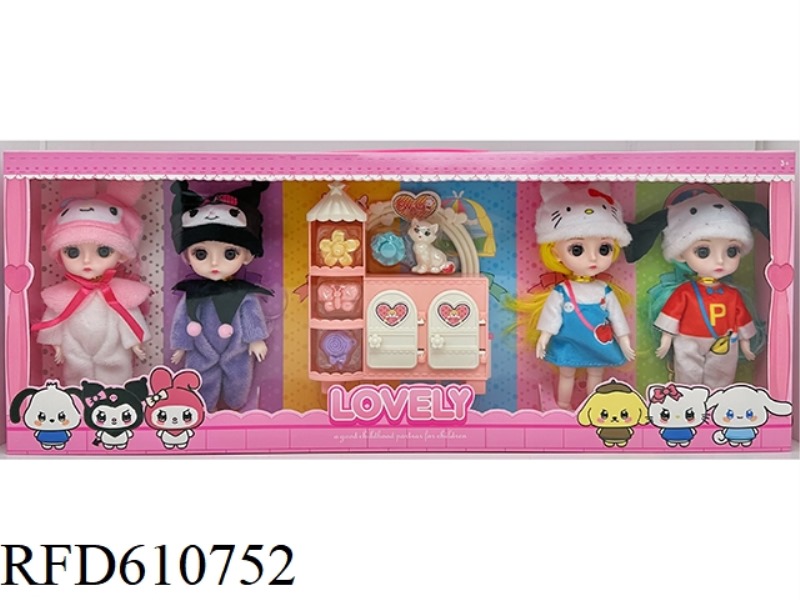 6-INCH 13-JOINT EYEBALL HEAD KUROMI DOLL SET+ACCESSORIES